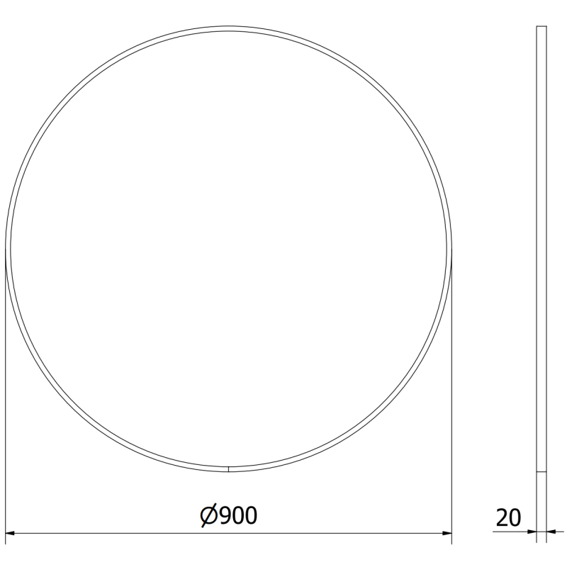 Mexen Loft bathroom mirror round 90 cm, white frame - 9850-090-090-000-20
