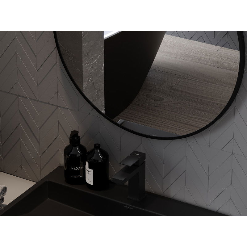 Mexen Loft round bathroom mirror 35 cm, black frame - 9850-035-035-000-70