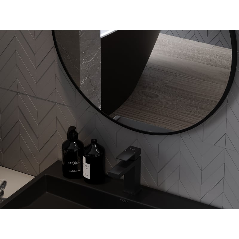 Mexen Loft bathroom mirror round 45 cm, black frame - 9850-045-045-000-70