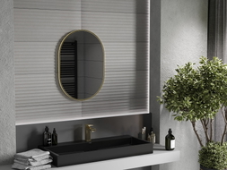 Mexen Loft oval bathroom mirror 70 x 50 cm, gold frame - 9851-070-050-000-50