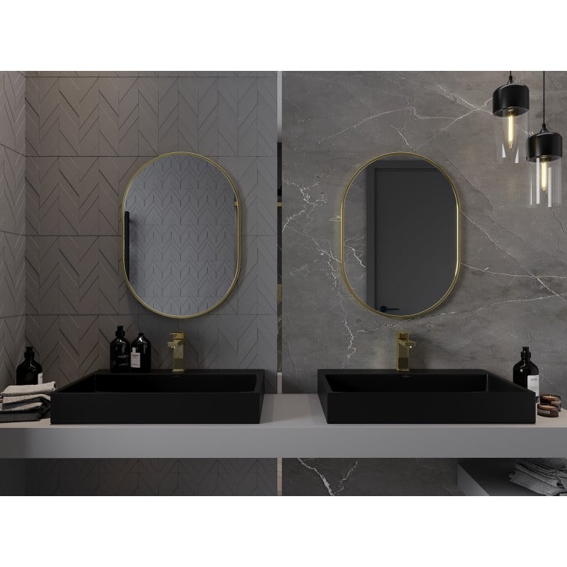 Mexen Loft bathroom oval mirror 70 x 50 cm, gold frame - 9851-070-050-000-50