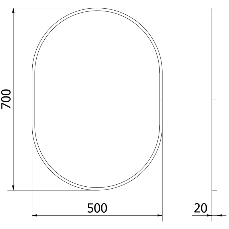 Mexen Loft bathroom oval mirror 70 x 50 cm, gold frame - 9851-070-050-000-50