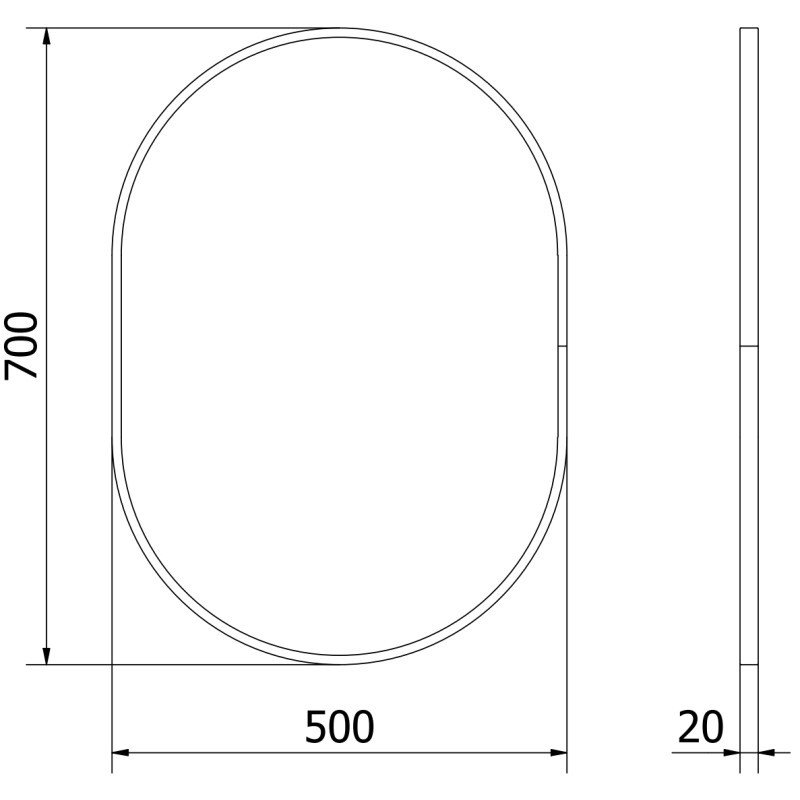 Mexen Loft oval bathroom mirror 70 x 50 cm, gold frame - 9851-070-050-000-50