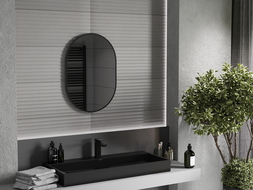 Mexen Loft oval bathroom mirror 70 x 50 cm, black frame - 9851-070-050-000-70