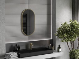 Mexen Loft bathroom oval mirror 75 x 40 cm, gold frame - 9851-075-040-000-50