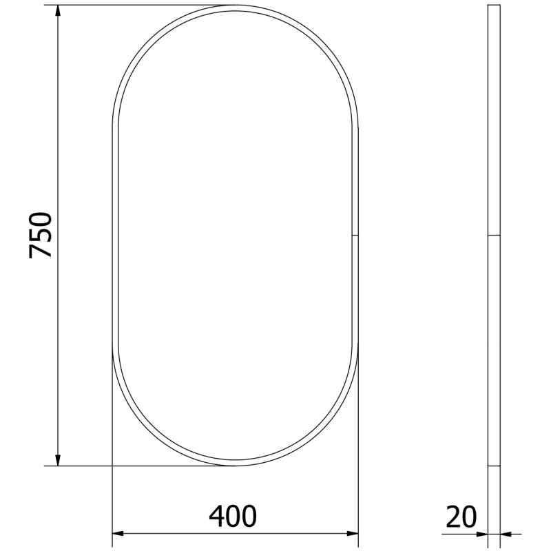 Mexen Loft oval bathroom mirror 75 x 40 cm, gold frame - 9851-075-040-000-50