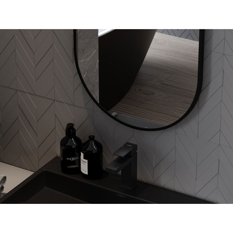 Mexen Loft Oval Bathroom Mirror 75 x 40 cm, Black Frame - 9851-075-040-000-70