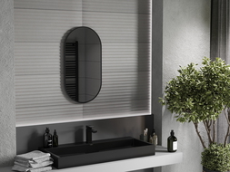 Mexen Loft bathroom mirror oval 75 x 40 cm, black frame - 9851-075-040-000-70