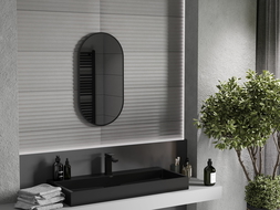 Mexen Loft Oval Bathroom Mirror 75 x 40 cm, Black Frame - 9851-075-040-000-70