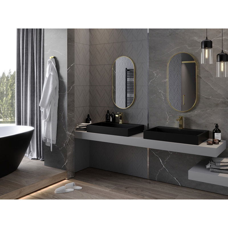 Mexen Loft oval bathroom mirror 80 x 40 cm, gold frame - 9851-080-040-000-50