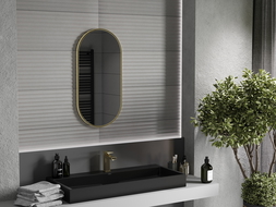 Mexen Loft bathroom mirror oval 80 x 40 cm, gold frame - 9851-080-040-000-50