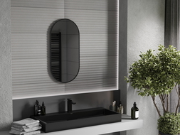 Mexen Loft oval bathroom mirror 80 x 40 cm, black frame - 9851-080-040-000-70
