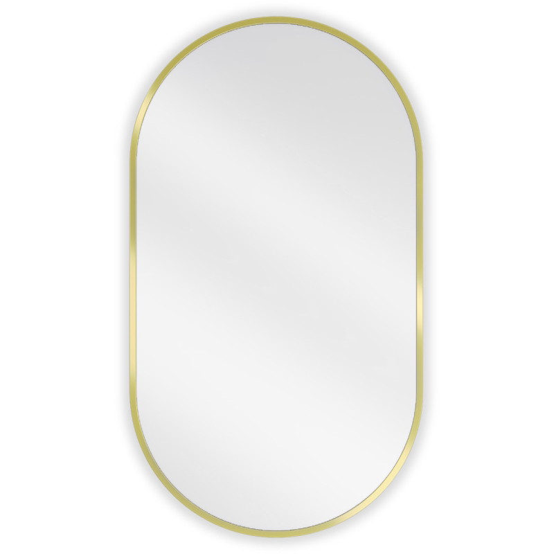 Mexen Loft Oval Bathroom Mirror 80 x 45 cm, Brushed Gold Frame - 9851-080-045-000-50