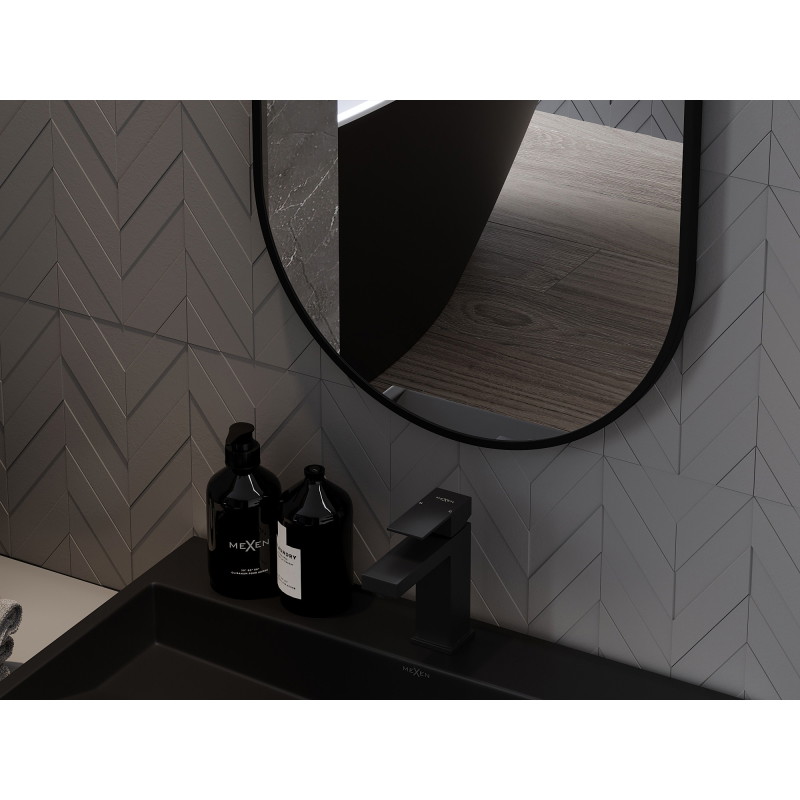 Mexen Loft oval bathroom mirror 80 x 45 cm, black frame - 9851-080-045-000-70