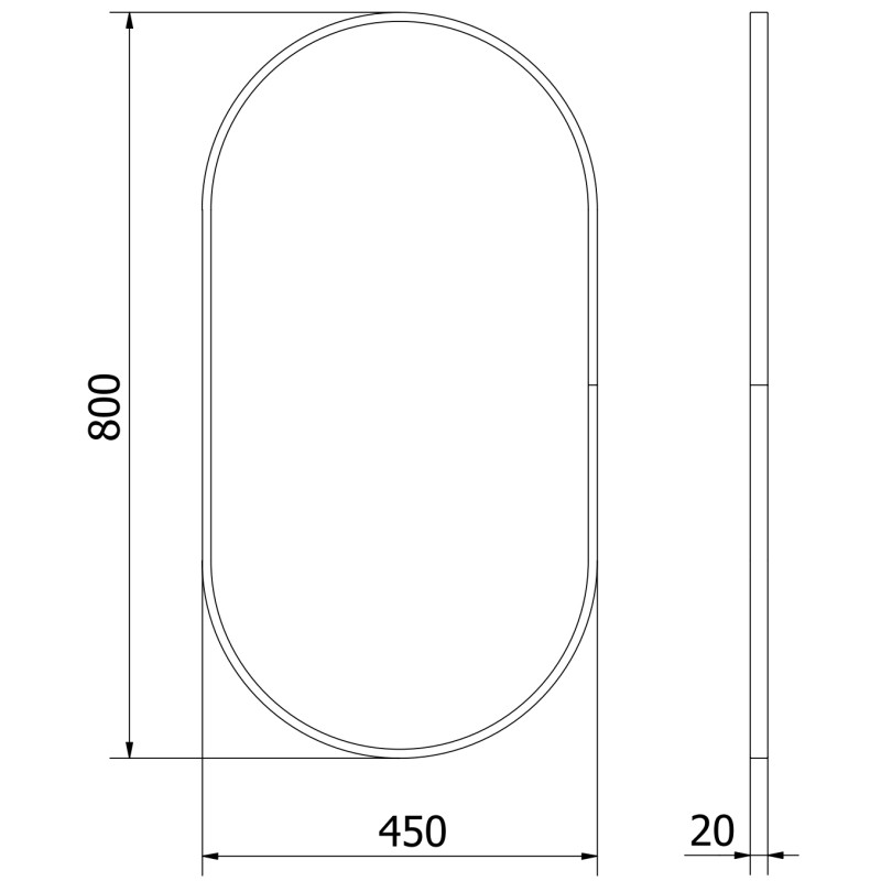 Mexen Loft oval bathroom mirror 80 x 45 cm, black frame - 9851-080-045-000-70