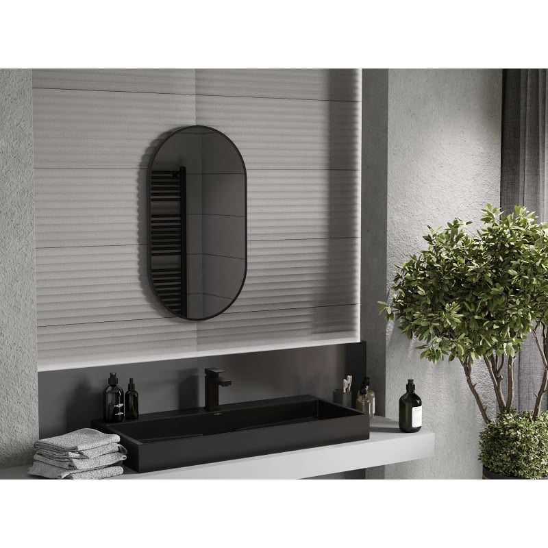 Mexen Loft oval bathroom mirror 80 x 45 cm, black frame - 9851-080-045-000-70