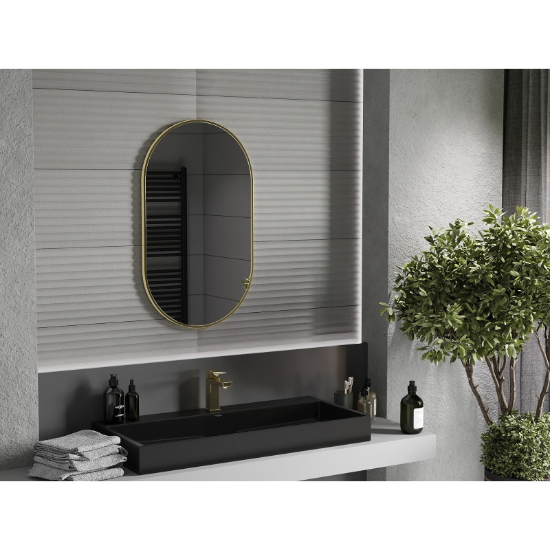 Mexen Loft bathroom mirror oval 85 x 50 cm, gold frame - 9851-085-050-000-50