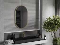 Mexen Loft bathroom mirror oval 85 x 50 cm, gold frame - 9851-085-050-000-50