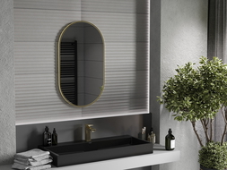 Mexen Loft oval bathroom mirror 85 x 50 cm, gold frame - 9851-085-050-000-50