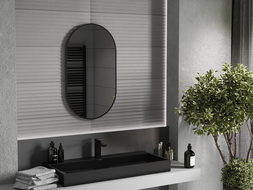 Mexen Loft Oval Bathroom Mirror 85 x 50 cm, Black Frame - 9851-085-050-000-70