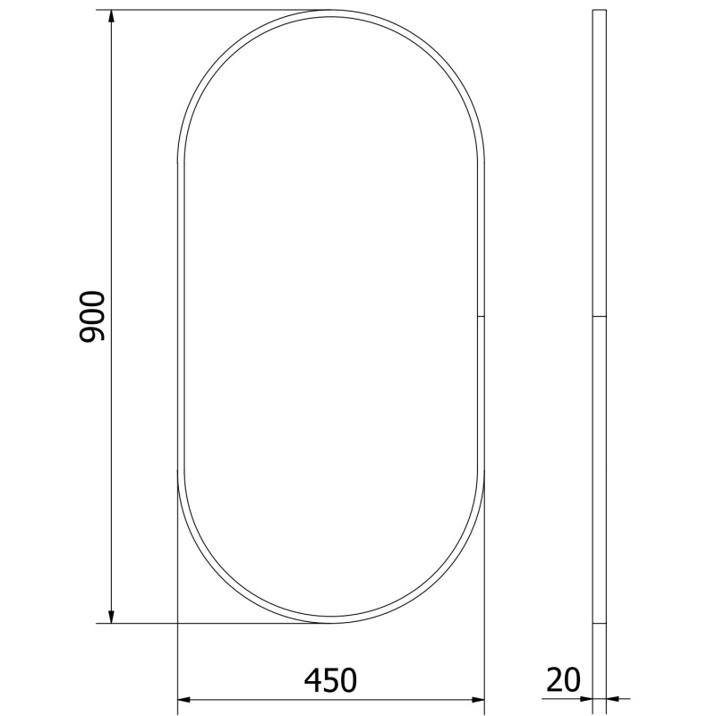Mexen Loft oval bathroom mirror 90 x 45 cm, gold frame - 9851-090-045-000-50