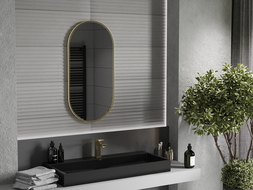 Mexen Loft oval bathroom mirror 90 x 45 cm, gold frame - 9851-090-045-000-50