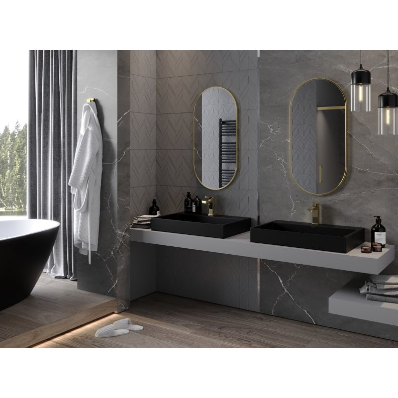 Mexen Loft bathroom mirror oval 90 x 45 cm, gold frame - 9851-090-045-000-50