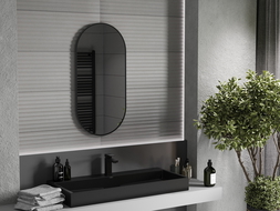 Mexen Loft oval bathroom mirror 90 x 45 cm, black frame - 9851-090-045-000-70