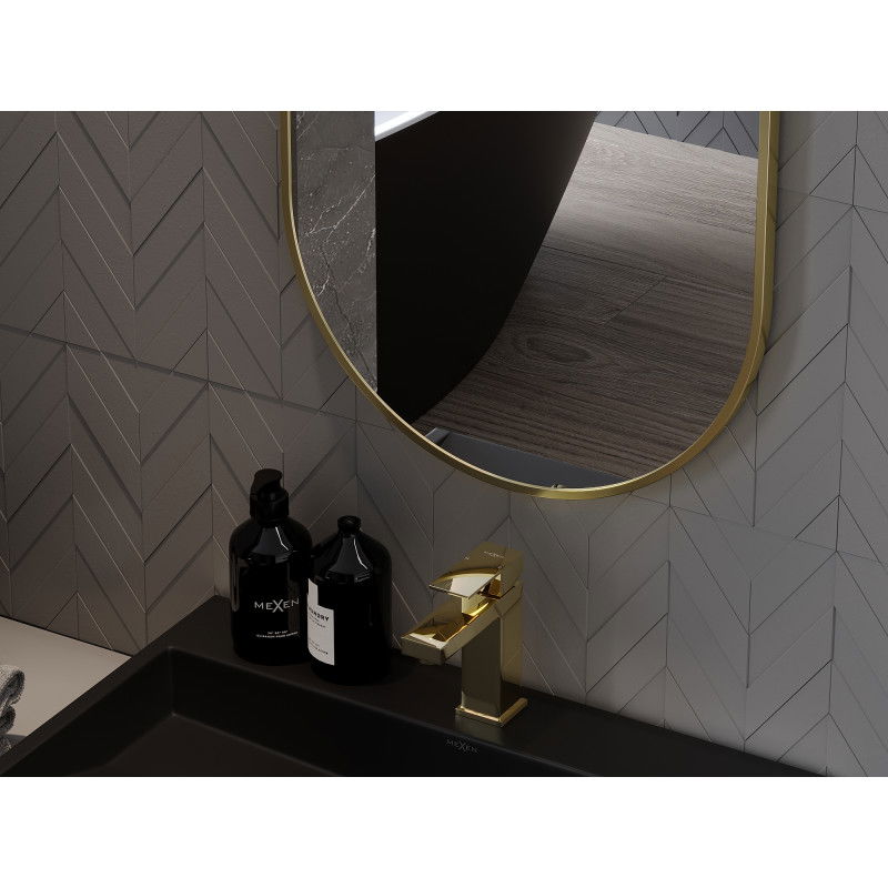 Mexen Loft oval bathroom mirror 90 x 55 cm, gold frame - 9851-090-055-000-50