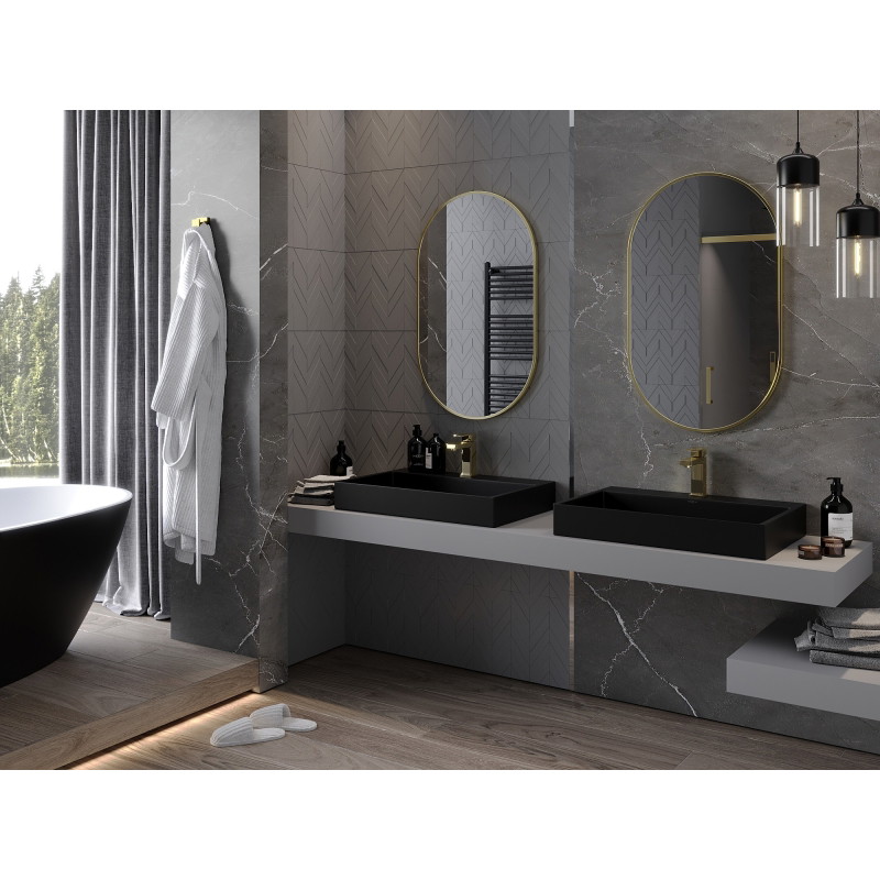 Mexen Loft Oval bathroom mirror 90 x 55 cm, brushed gold frame - 9851-090-055-000-50