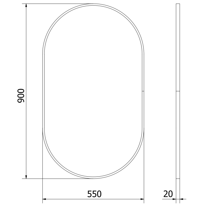 Mexen Loft oval bathroom mirror 90 x 55 cm, black frame - 9851-090-055-000-70