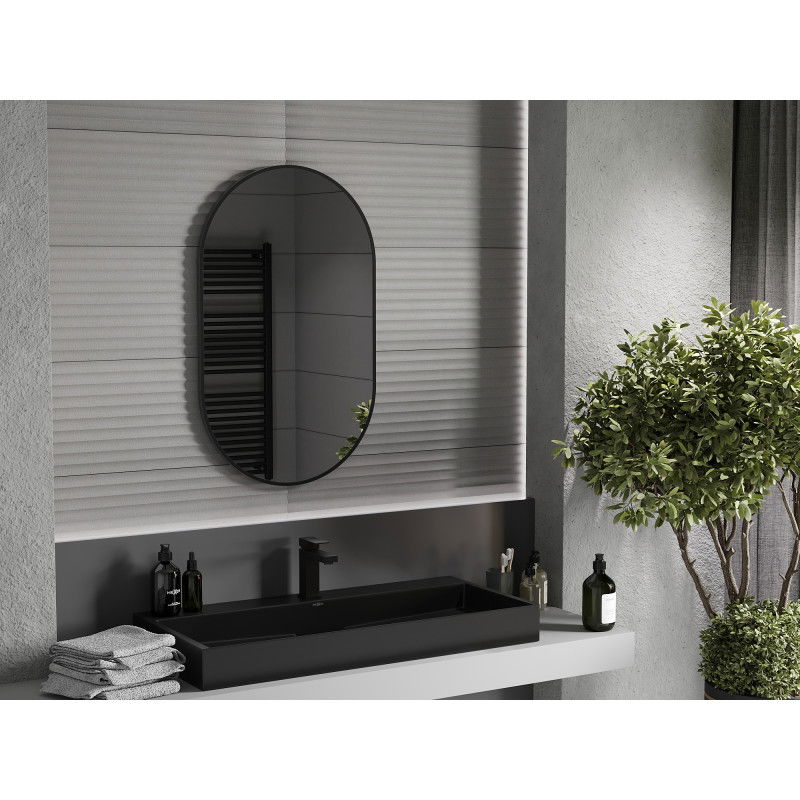 Mexen Loft oval bathroom mirror 90 x 55 cm, black frame - 9851-090-055-000-70