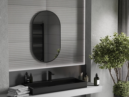 Mexen Loft oval bathroom mirror 90 x 55 cm, black frame - 9851-090-055-000-70