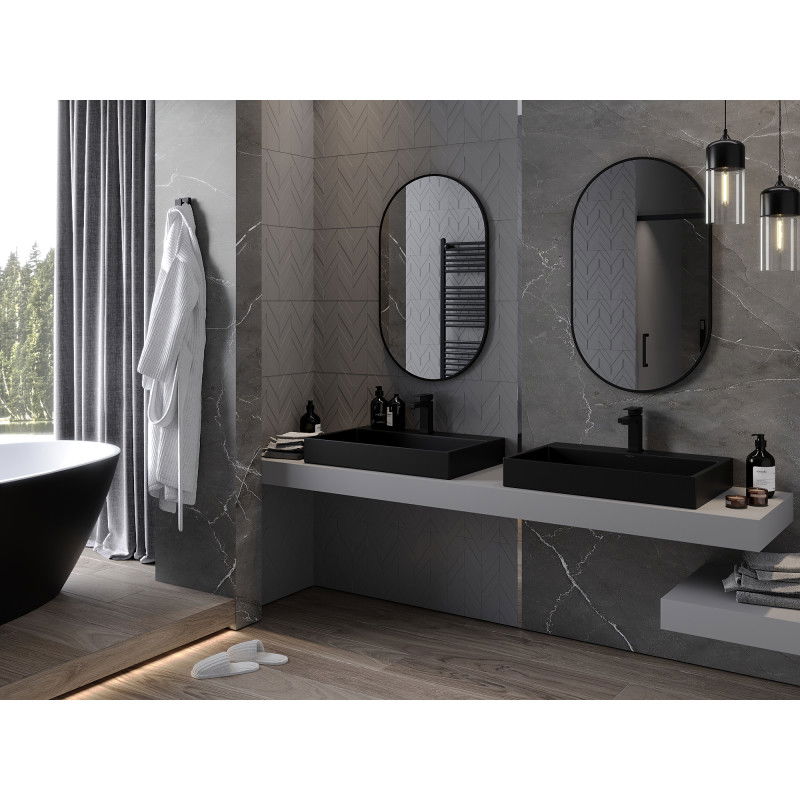 Mexen Loft oval bathroom mirror 90 x 55 cm, black frame - 9851-090-055-000-70