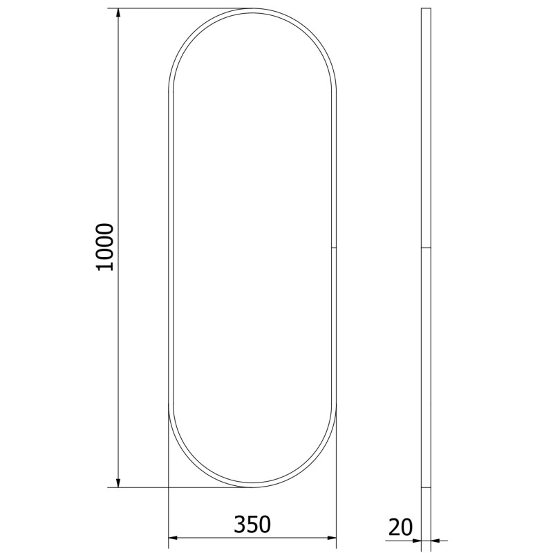 Mexen Loft oval bathroom mirror 100 x 35 cm, brushed gold frame - 9851-100-035-000-50