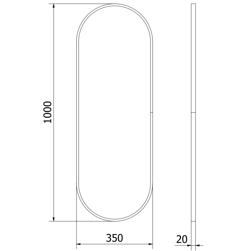 Mexen Loft Oval Bathroom Mirror 100 x 35 cm, Gold Frame - 9851-100-035-000-50