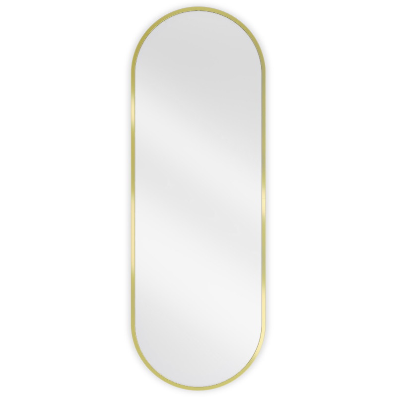 Mexen Loft oval bathroom mirror 100 x 35 cm, brushed gold frame - 9851-100-035-000-50