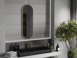 Mexen Loft Oval Bathroom Mirror 100 x 35 cm, Gold Frame - 9851-100-035-000-50