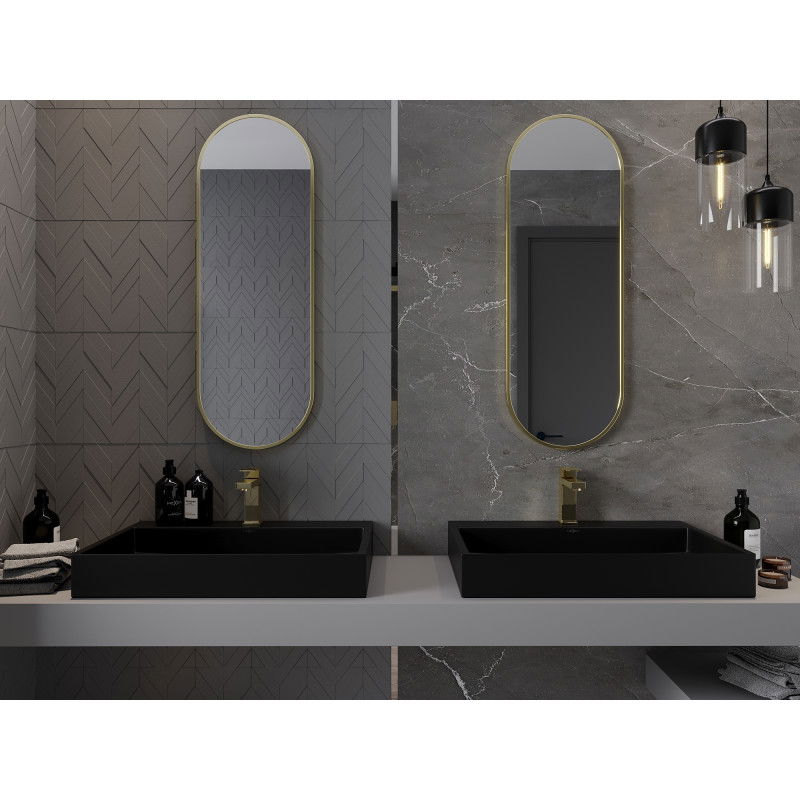 Mexen Loft Oval Bathroom Mirror 100 x 35 cm, Gold Frame - 9851-100-035-000-50
