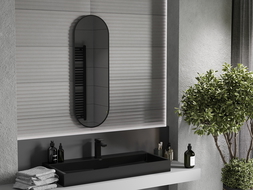 Mexen Loft bathroom oval mirror 100 x 35 cm, black frame - 9851-100-035-000-70
