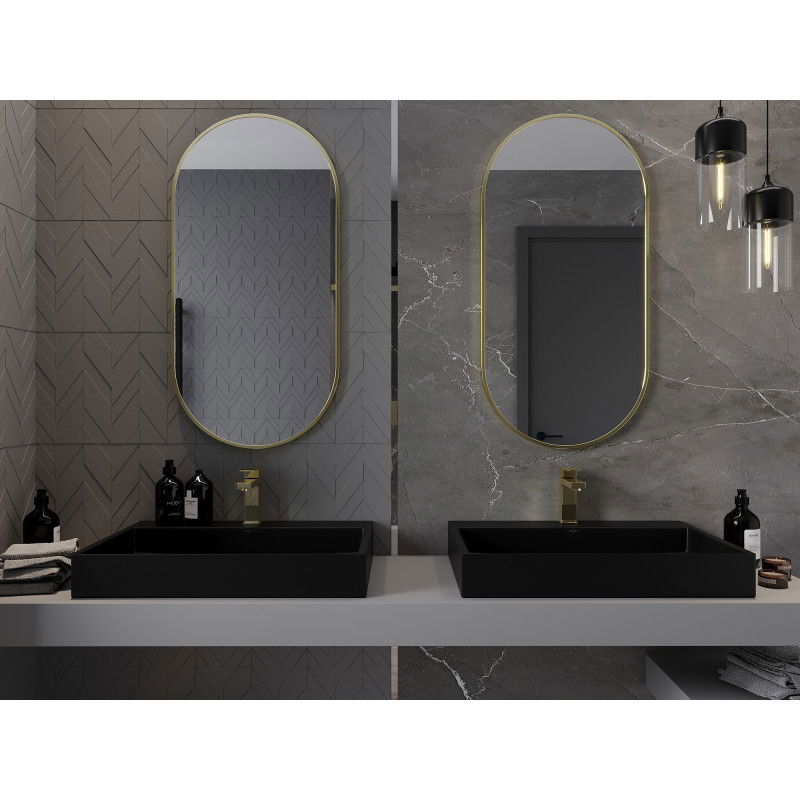 Mexen Loft oval bathroom mirror 100 x 50 cm, gold frame - 9851-100-050-000-50