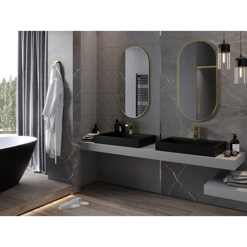 Mexen Loft oval bathroom mirror 100 x 50 cm, brushed gold frame - 9851-100-050-000-50