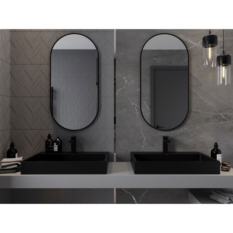 Mexen Loft bathroom oval mirror 100 x 50 cm, black frame - 9851-100-050-000-70