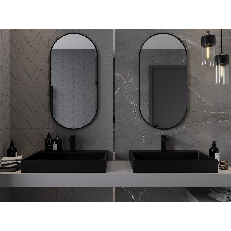 Mexen Loft oval bathroom mirror 100 x 50 cm, black frame - 9851-100-050-000-70