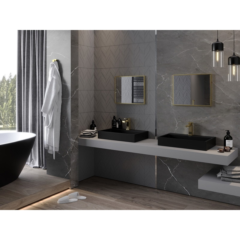Mexen Loft Rectangular bathroom mirror 50 x 40 cm, brushed gold frame - 9852-050-040-000-50
