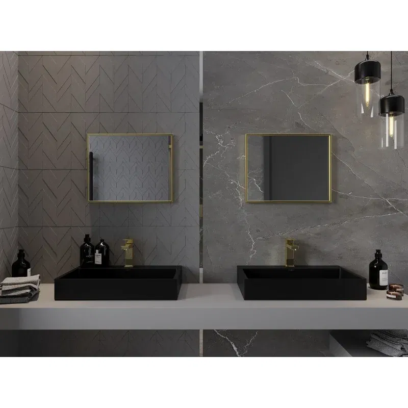 Mexen Loft rectangular bathroom mirror 50 x 40 cm, gold frame - 9852-050-040-000-50