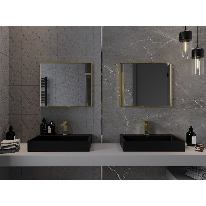 Mexen Loft rectangular bathroom mirror 60 x 50 cm, brushed gold frame - 9852-060-050-000-50