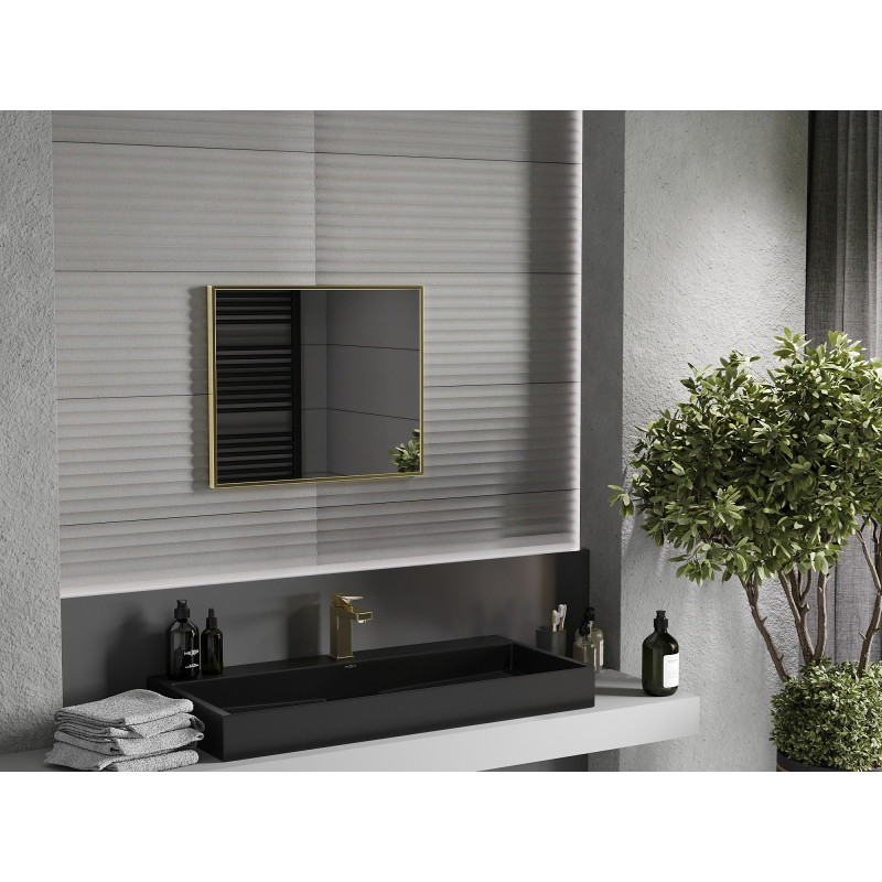Mexen Loft rectangular bathroom mirror 60 x 50 cm, brushed gold frame - 9852-060-050-000-50