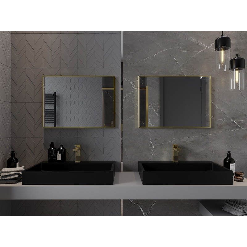 Mexen Loft rectangular bathroom mirror 70 x 50 cm, brushed gold frame - 9852-070-050-000-50