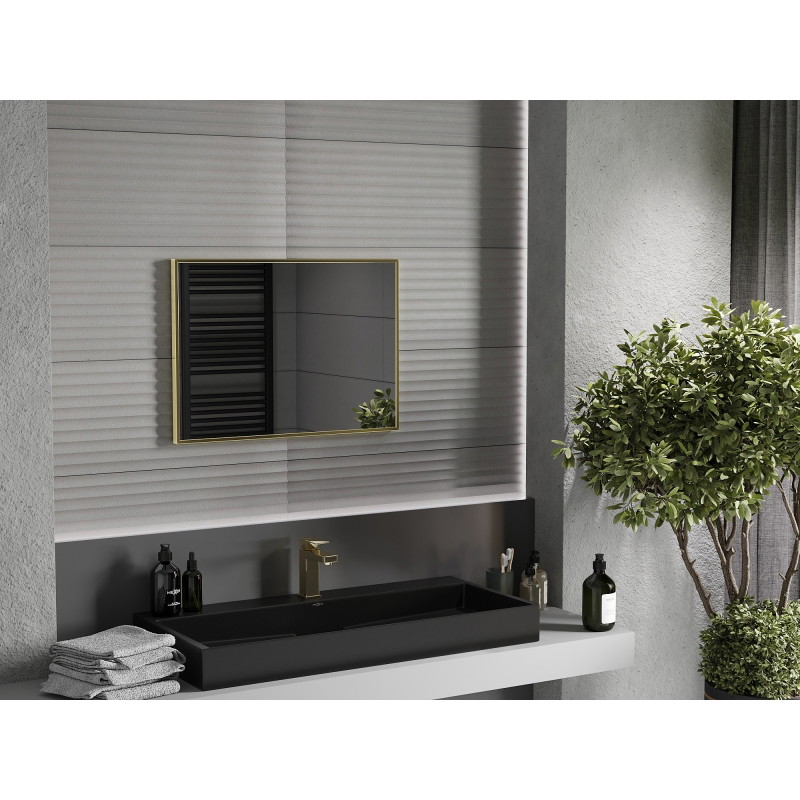 Mexen Loft rectangular bathroom mirror 70 x 50 cm, brushed gold frame - 9852-070-050-000-50